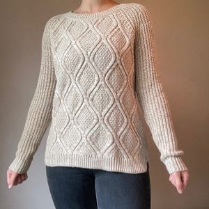 Creamy Tan Crewneck Knit Sweater